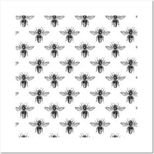 Bee Neck Gator Black and White Bees Beekeper Posters and Art